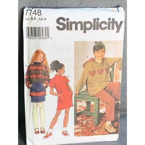Simplicity Girls Dress Top Skirt Pants Sewing Pattern Sz 7-10 7748 - Uncut - Picture 3 of 4